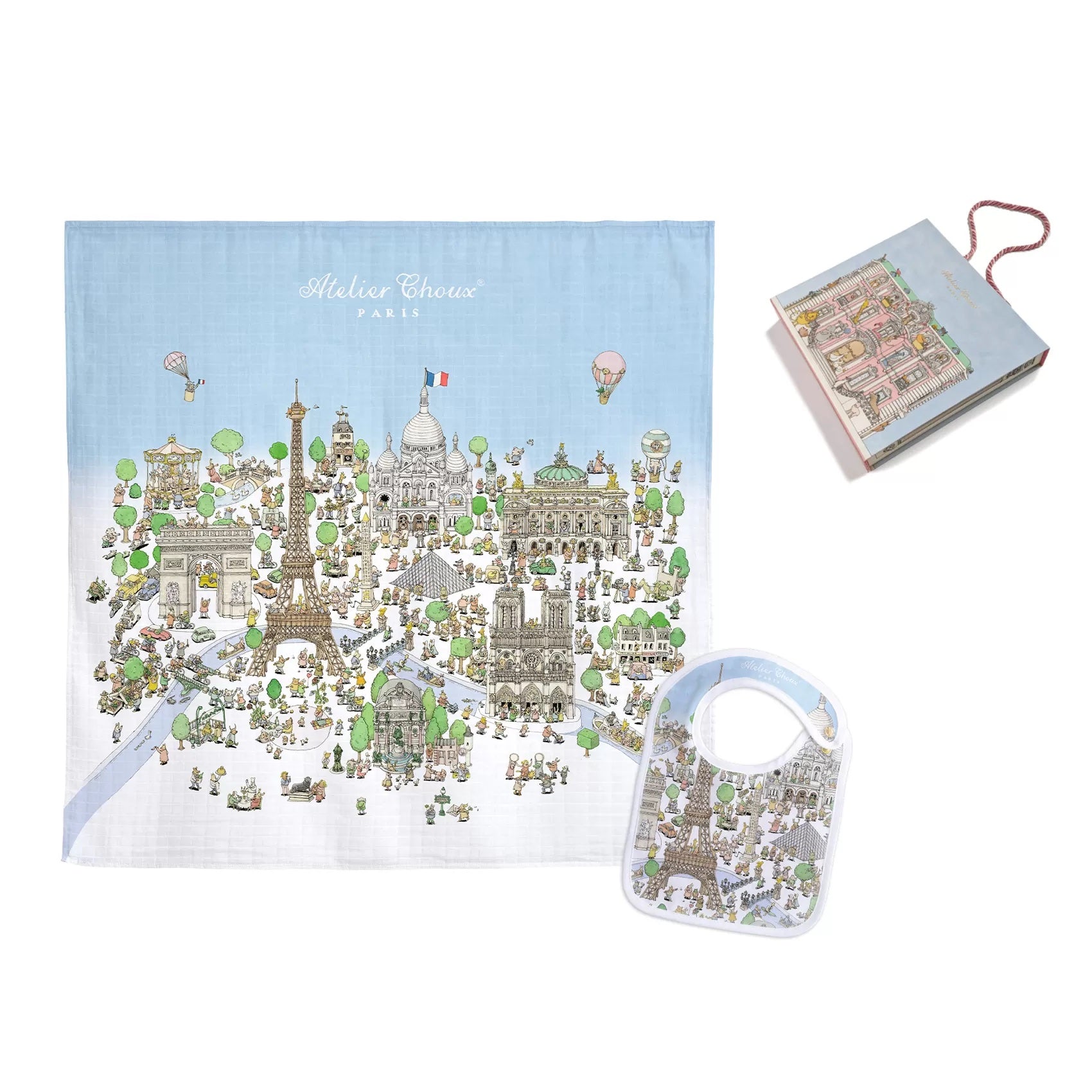 パリ]ギフトBOX入りセット(毛布 + スタイ) / アトリエシュー Atelier 