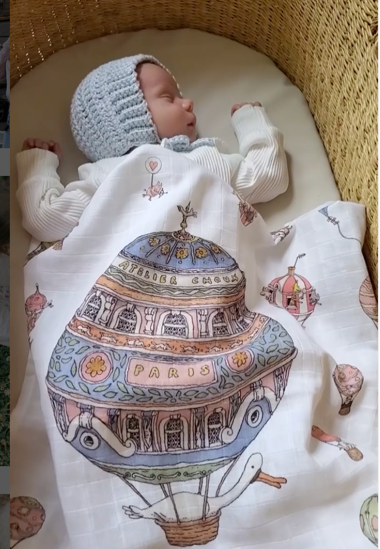 アトリエシュー おくるみ かわいい ベビー ブランケット ベビーケット オーガニックコットン 出産祝 モンソー・マンション] オーガニックコットン・おくるみ毛布